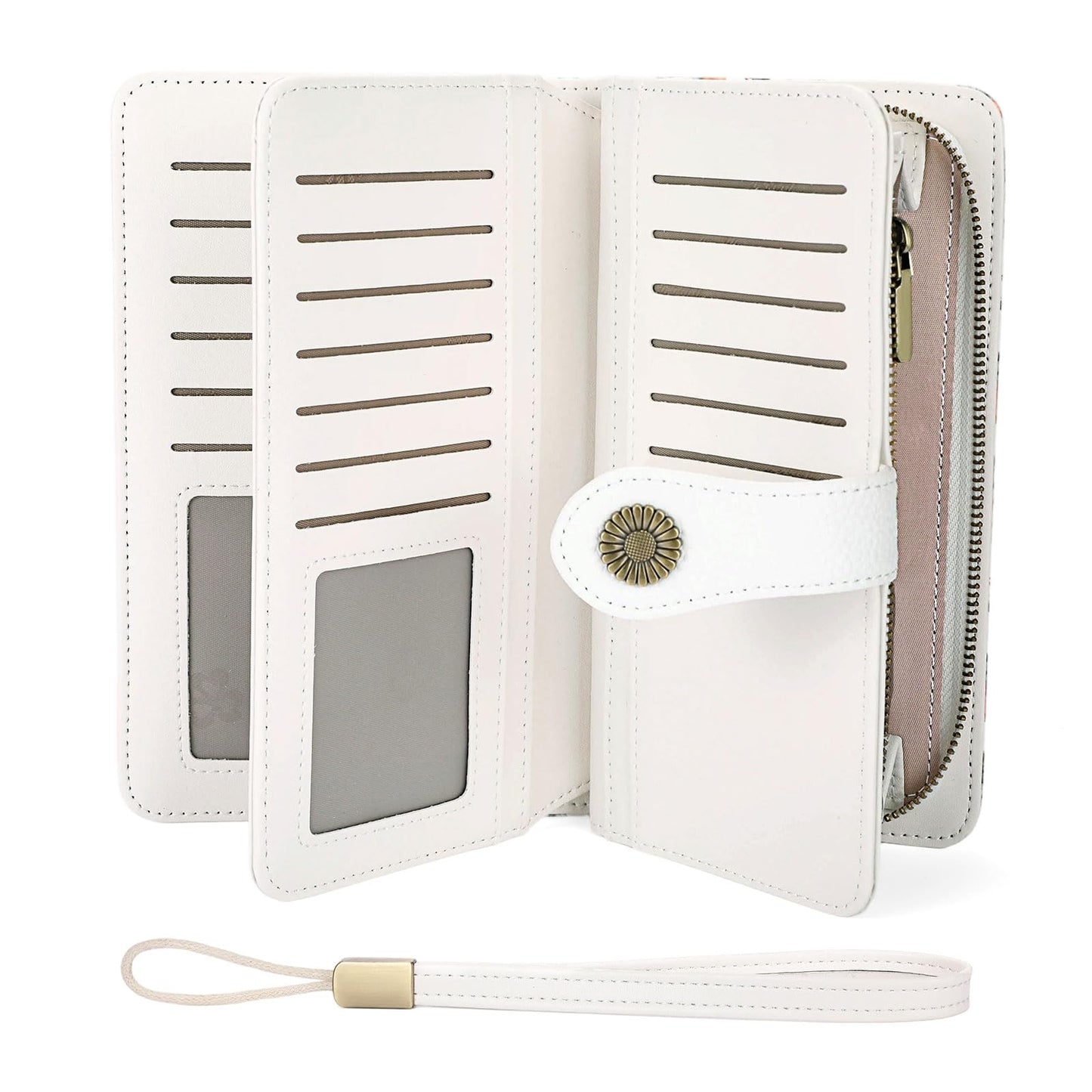 FALAN MULE Women's Wallet Leather RFID Blocking Large Capacity Trifold Ladies Wallet Wristlet Clutch Card Holder