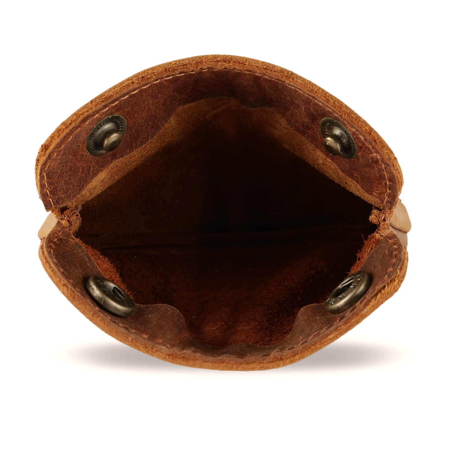 CestAntiQ, Handmade Leather Double Snap Pouch, Coin Purse, Cash & Card Holder, Makeup Bag, Cable Organizer - Minimalist Leather Snap Wallet, Durable Clasp Pouch for Travel & Accessories