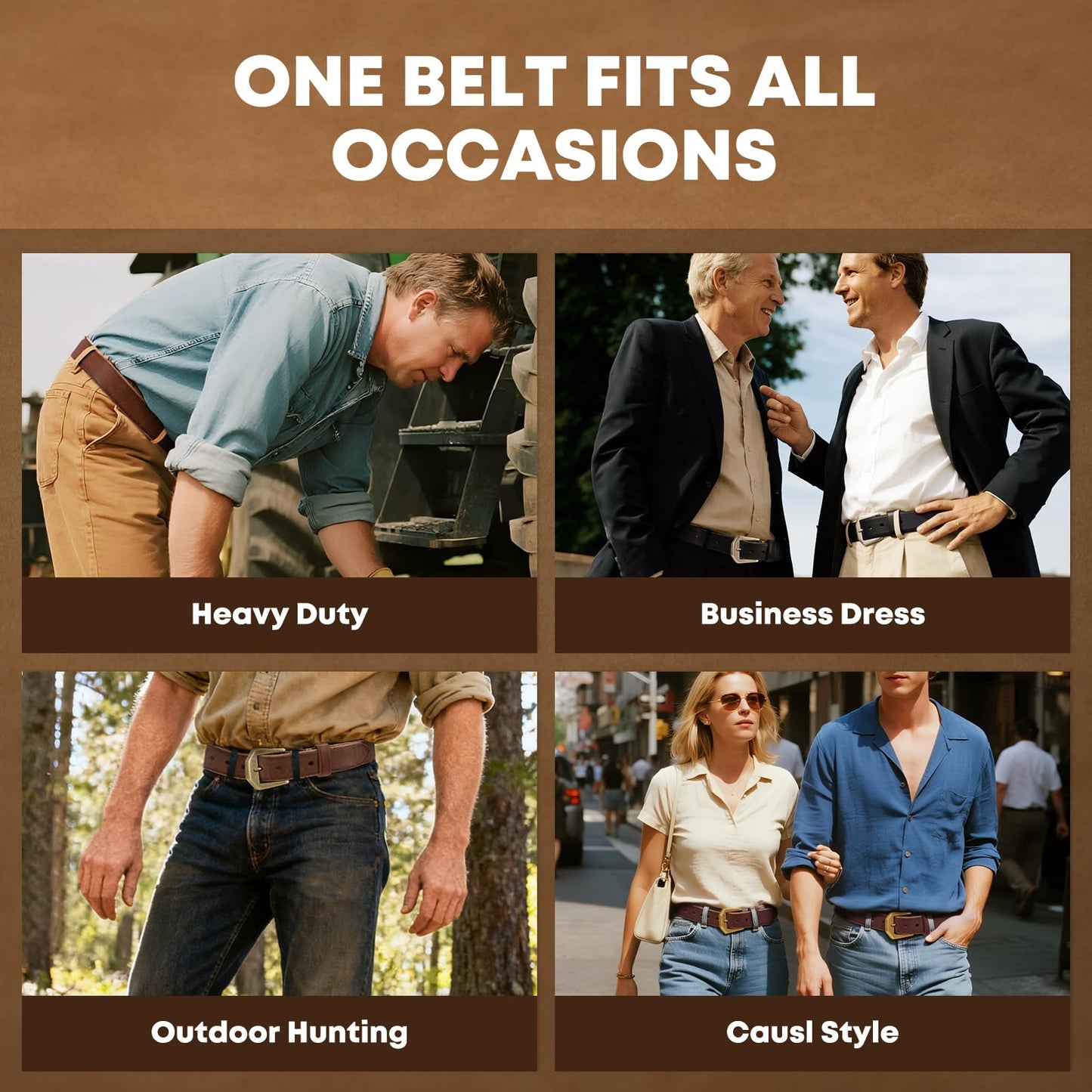 OZNDAS Genuine Black Leather Belt for Men Women Handmade Heavy-Duty Work Belt Leather Men's Belts | Jeans/Casual/Christmas Gifts