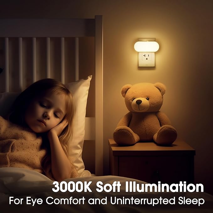Briignite Led Night Light, Night Lights Plug into Wall, Plug in Nightlight with Dusk to Dawn Sensor Soft White 2Pack, Dimmable Night Light for Kids 1W for Bedroom, Bathroom Stair