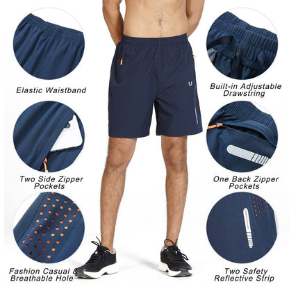 NORTHYARD Men's Athletic Running Shorts Gym Workout 7"/9"/5" Quick Dry Lightweight Sports Basketball Tennis 3 Zipper Pockets Navy M
