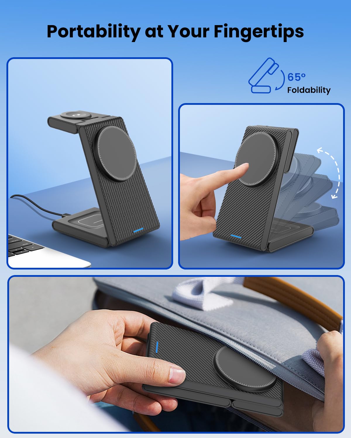 Wireless Charging Station for Apple - 3 in 1 Wireless Charger Stand Dock Watch and Phone Charger Station for Apple Watch 11/8/7/SE/6/5/4/3/2, iPhone 17 16-12 Pro Max SE XS X, Samsung, AirPods Pro/3/2