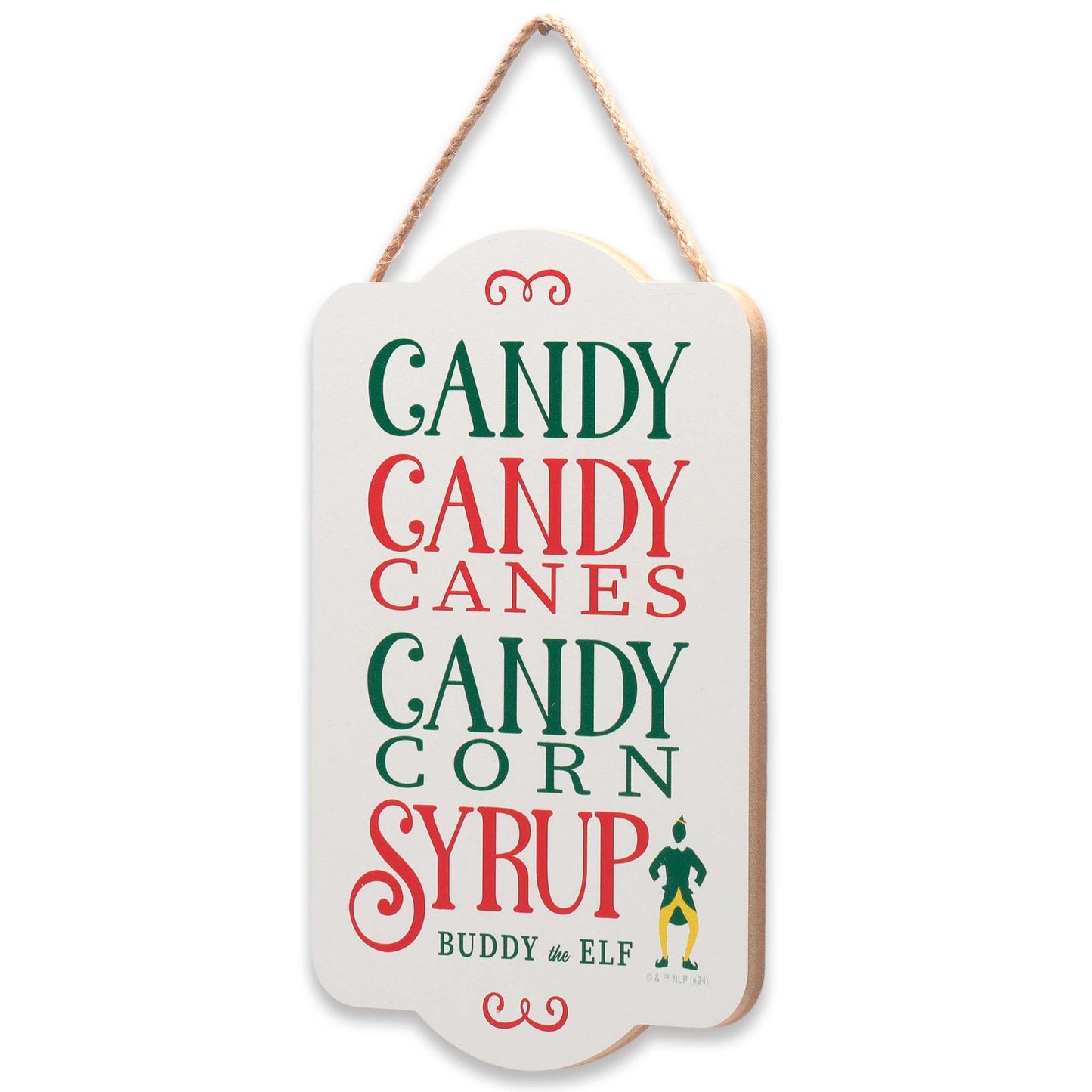 Elf Movie Candy Canes Candy Corn Syrup Hanging Wood Wall Decor - Fun Elf Christmas Decoration for Home