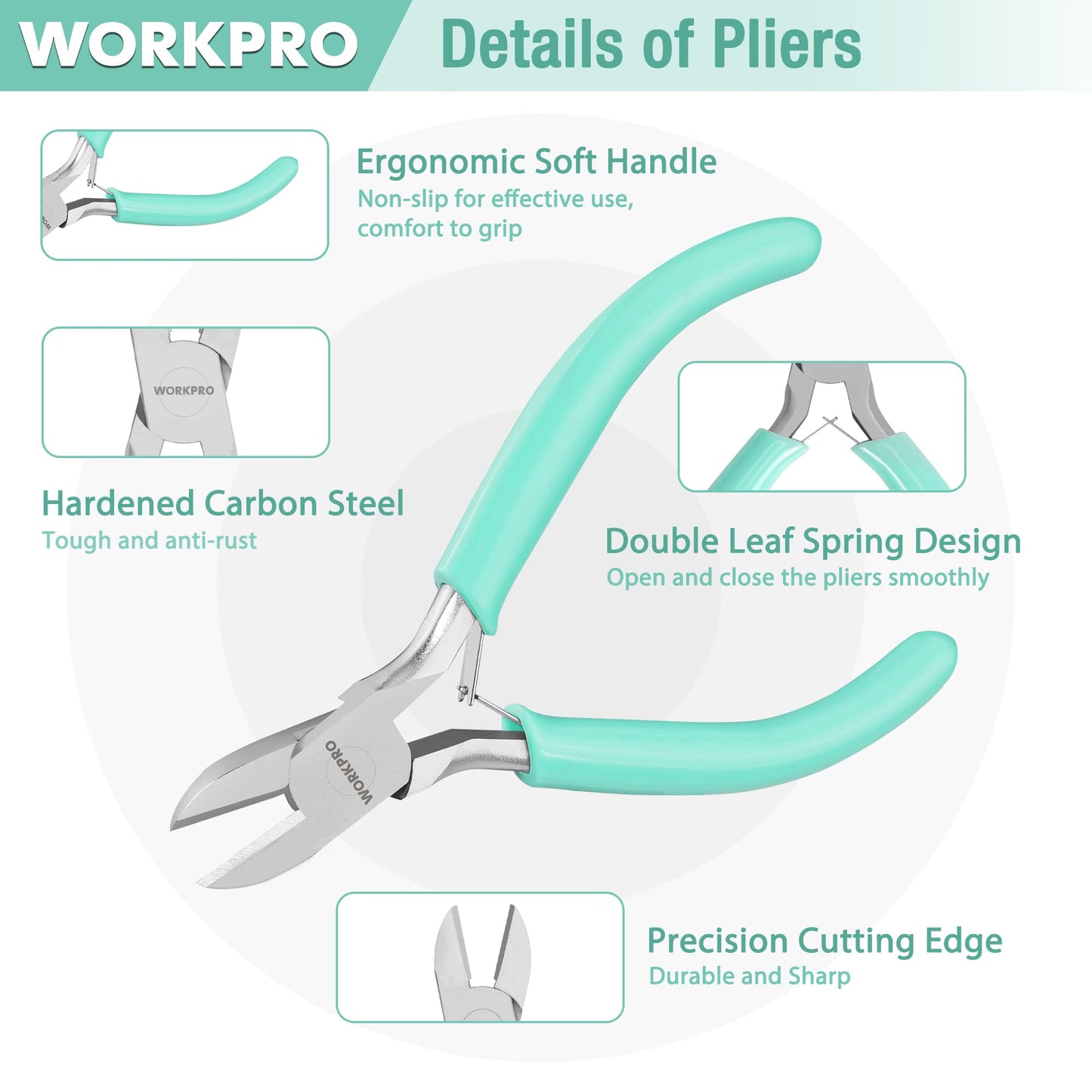 WORKPRO Jewelry Tool Kit - 3 Pack Includes Mini Needle Nose Pliers, Round Nose Pliers, Wire Cutter