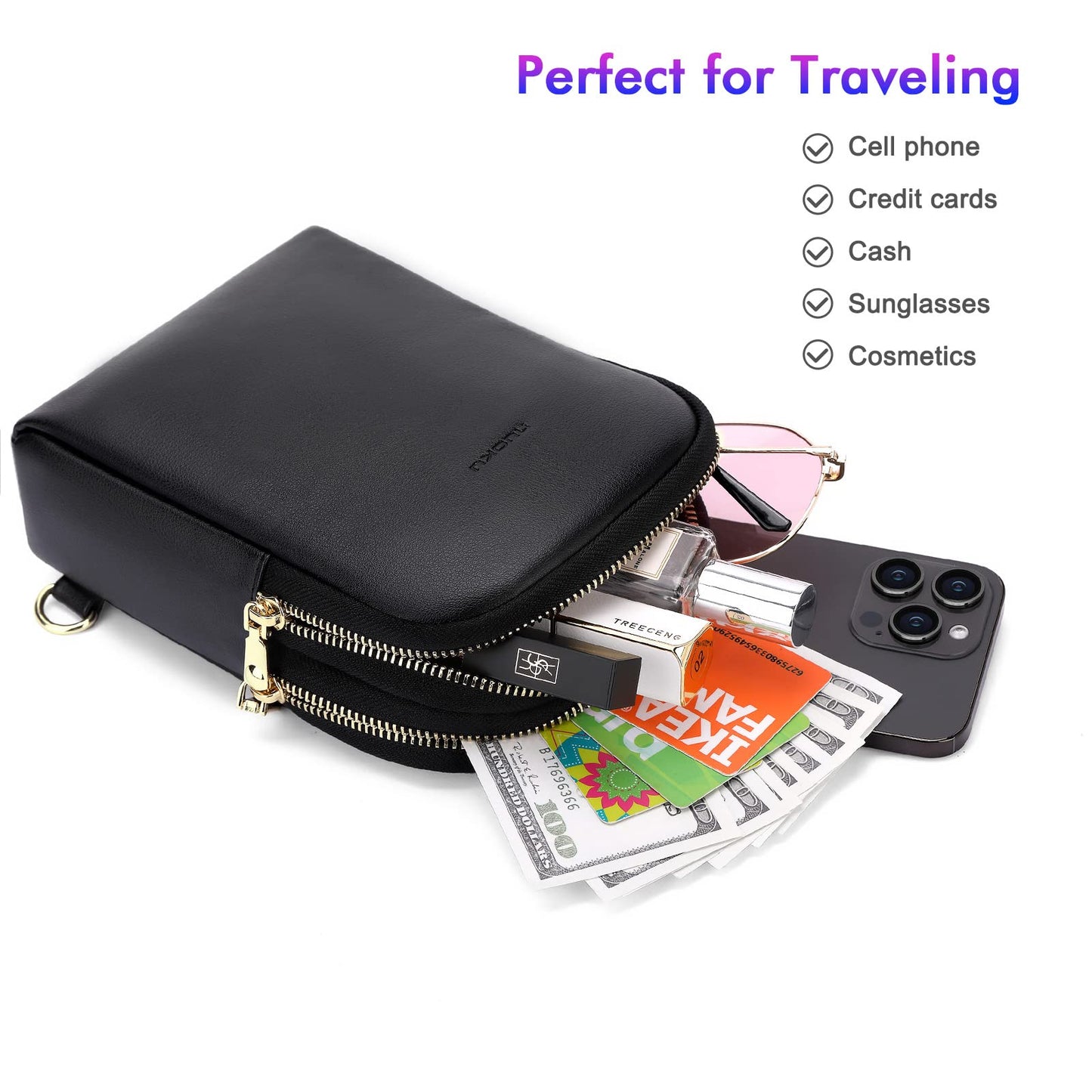 nuoku RFID Blocking Sling Bag for Women, Vegan Leather Anti Theft Crossbody Purse, Lightweight Small Chest Bag for Everyday Travel