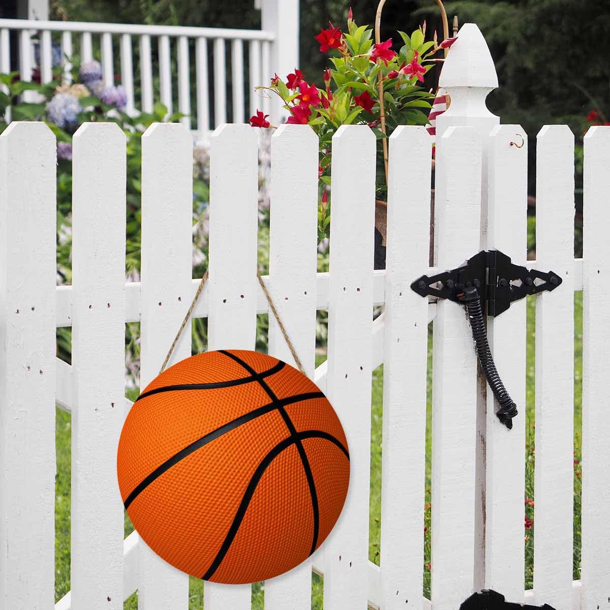 Beabes Welcome Front Door Sign Decor Basketball Pattern 12in Wooden Sign Suitable for Home/Wall/Porch Decoration