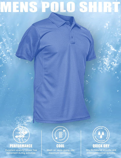 MAGCOMSEN Mens Short Sleeve Golf T Shirts for Men Quick Dry Summer Shirts Golf Polo Shirts for Men Golf Polo Shirts Casual Shirts Work Shirts