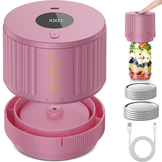 LOVE MOMENT Electric Mason Jar Vacuum Sealer Kit - Pink