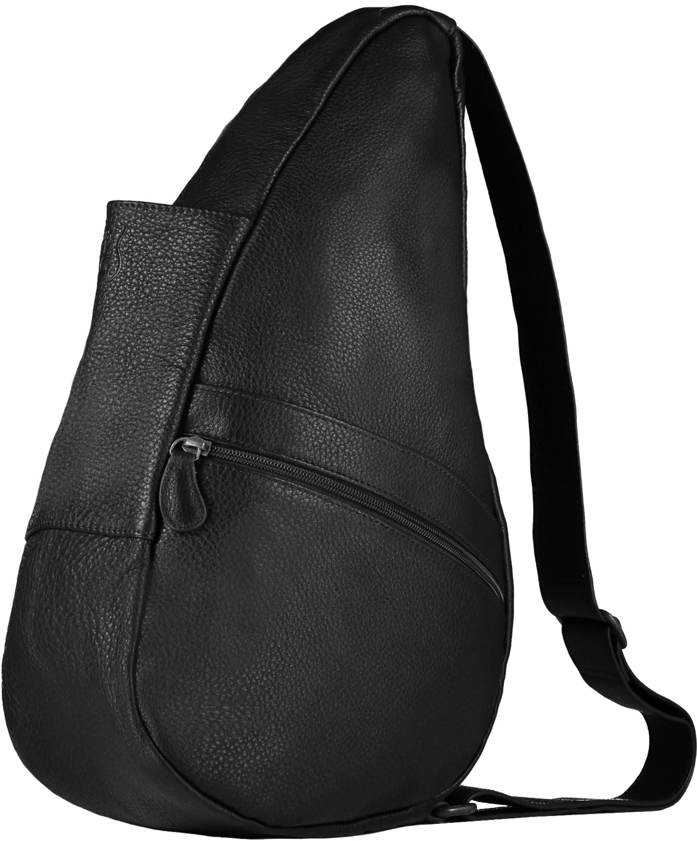 AmeriBag 19" Full-Grain Leather Healthy Back Bag Ergonomic Crossbody Sling for Everyday Use, Travel & Walking Comfort (Black)