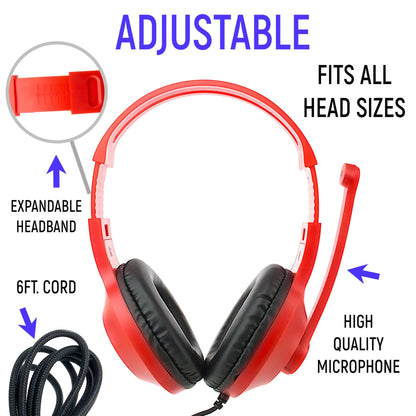 Eduvy Bulk Headphones for Classroom with Microphone, Heavy-Duty School Pack Wired Headphones for Students with Rotating Boom Mic. Teacher Must Haves from Elementary to College (12 Pack Mixed Color)