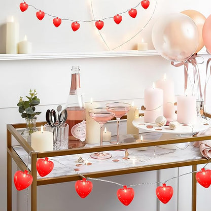 Red Heart String Lights,8.5Ft Valentines Day String Light with 10 Pack Red 3D Heart Lights,Heart Valentines Lights for Propose Wedding Anniversary Valentines Mother's Day Decor