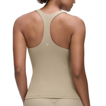 CRZ YOGA Butterluxe Workout Racerback Tank Tops for Women - Padded Athletic Spandex Yoga Shirts with Built in Bra Oak X-Large