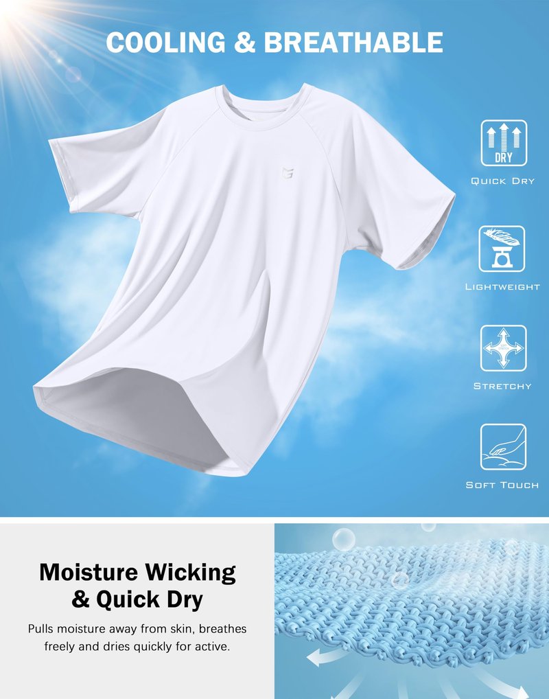 G Gradual Men's Athletic Workout T-Shirts Moisture Wicking Cooling Running Shirts Short Sleeve Performance Tee for Gym Tennis(White,XL)