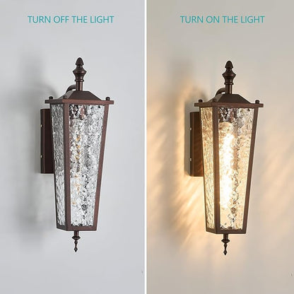 Brown Outdoor Wall Light External Wall Light Porch Lamp Wall Mount with E26 Outlet and Glass 16.7 Inch Outdoor Lighting for Garage Patio Front Entrance