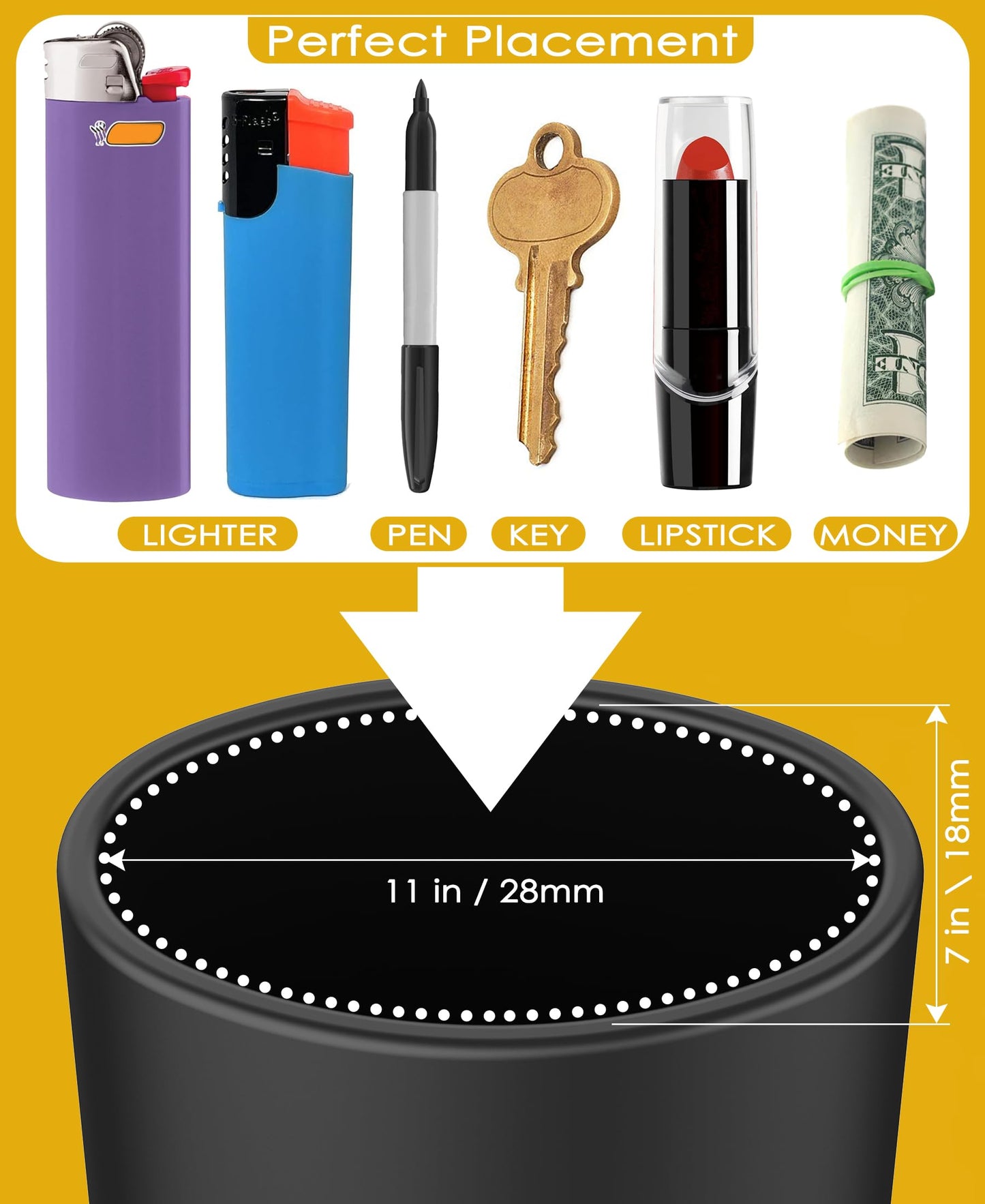 Femlotank Silicone Lighter Holder with 3M Adhesive – Multi-Purpose Chapstick Holder for Lip Balm, Keys, Small Essentials – Weatherproof, Strong Hold for Indoor & Outdoor Use 3 Pack Black