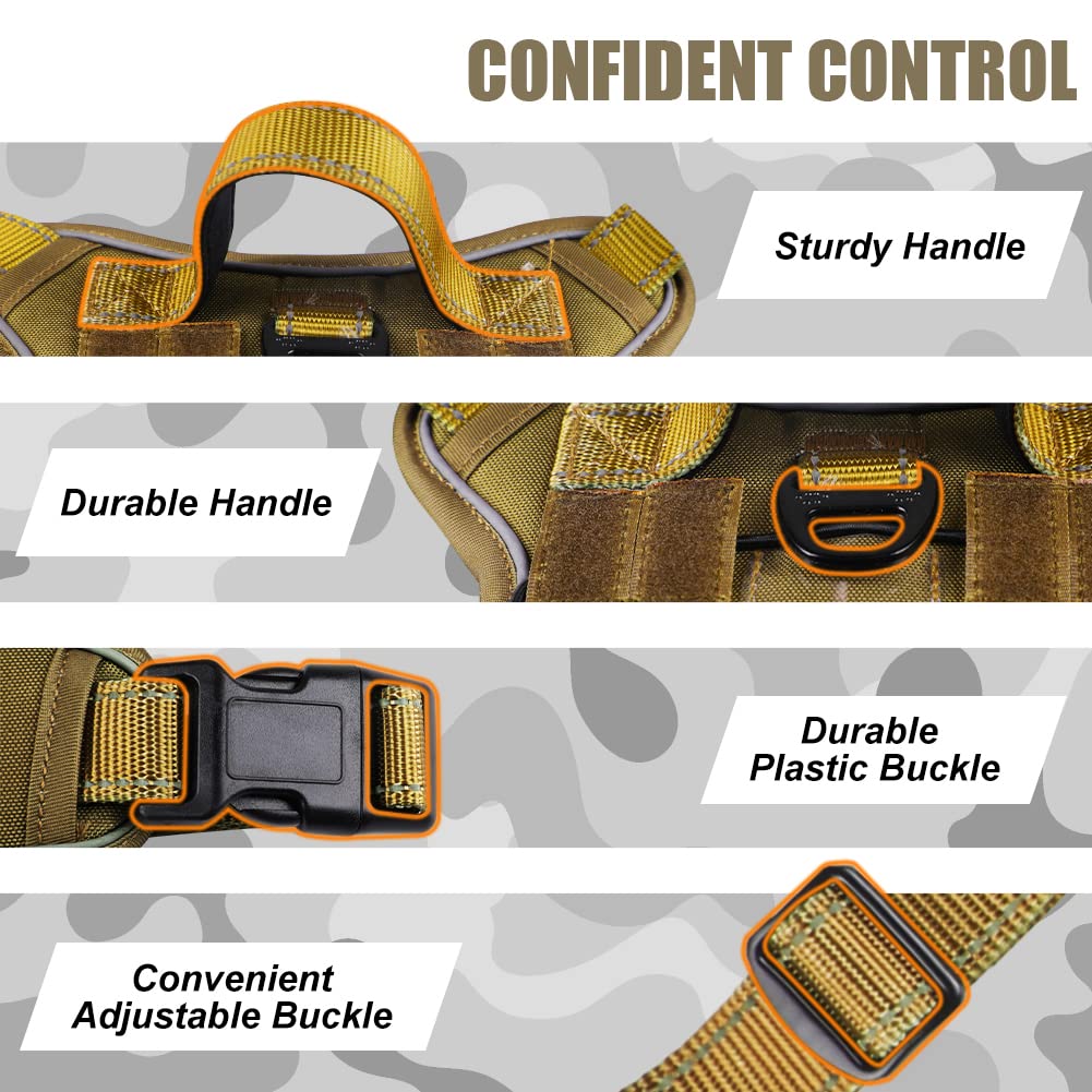 CBBPET Tactical Dog Harness for Small Medium Large Dogs No Pull Adjustable Harness Training Easy Control Pet Vest,Reflective Working Training (L(Neck 20-30, Chest 22-41))