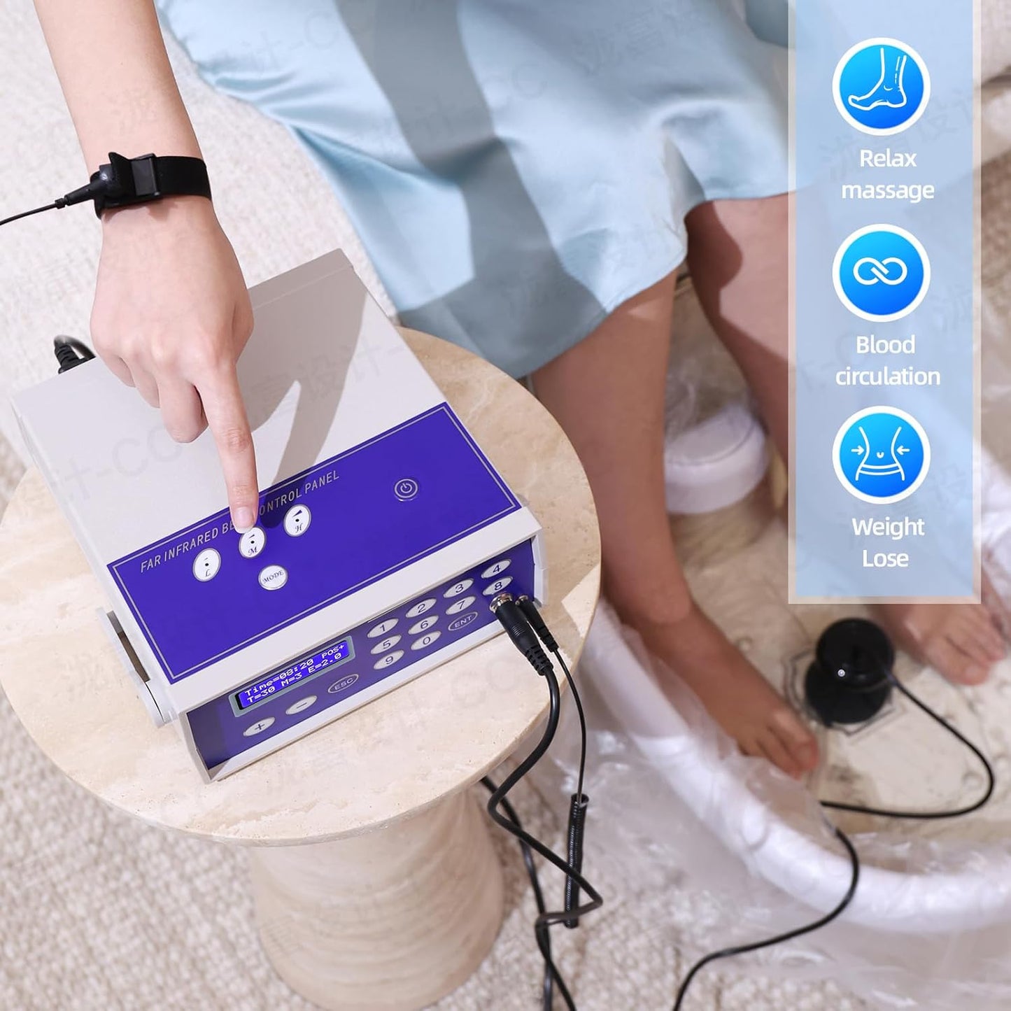 Ionic Detox Foot Bath Machine, Feet Detox Machine Ionic Detox Foot SPA System with LED Display, Professional Tub Basin,Far Infrared Belt and Wrist Strap，Spa at Home Detox