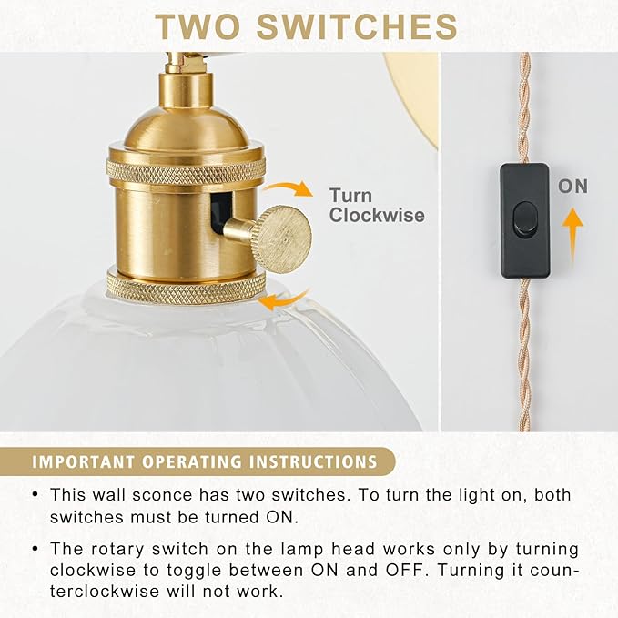 Plug in Wall Sconce, Vintage Sconce Light with Tulip Milk White Glass Lampshade, 180° Adjustable Wall Sconce with Switch and Plug in Wall Lamp Cord, Gold Wall Light for Bedroom Bedside