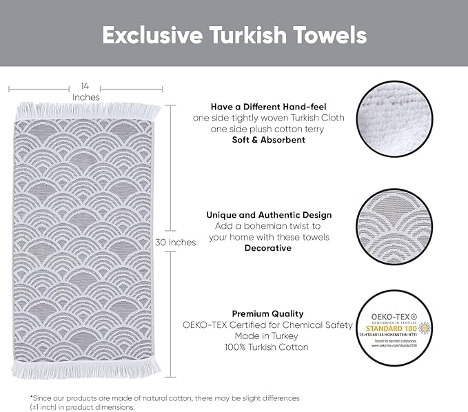 sea me at home Kitchen Towels Decorative Set of 2, Turkish Hand Towels