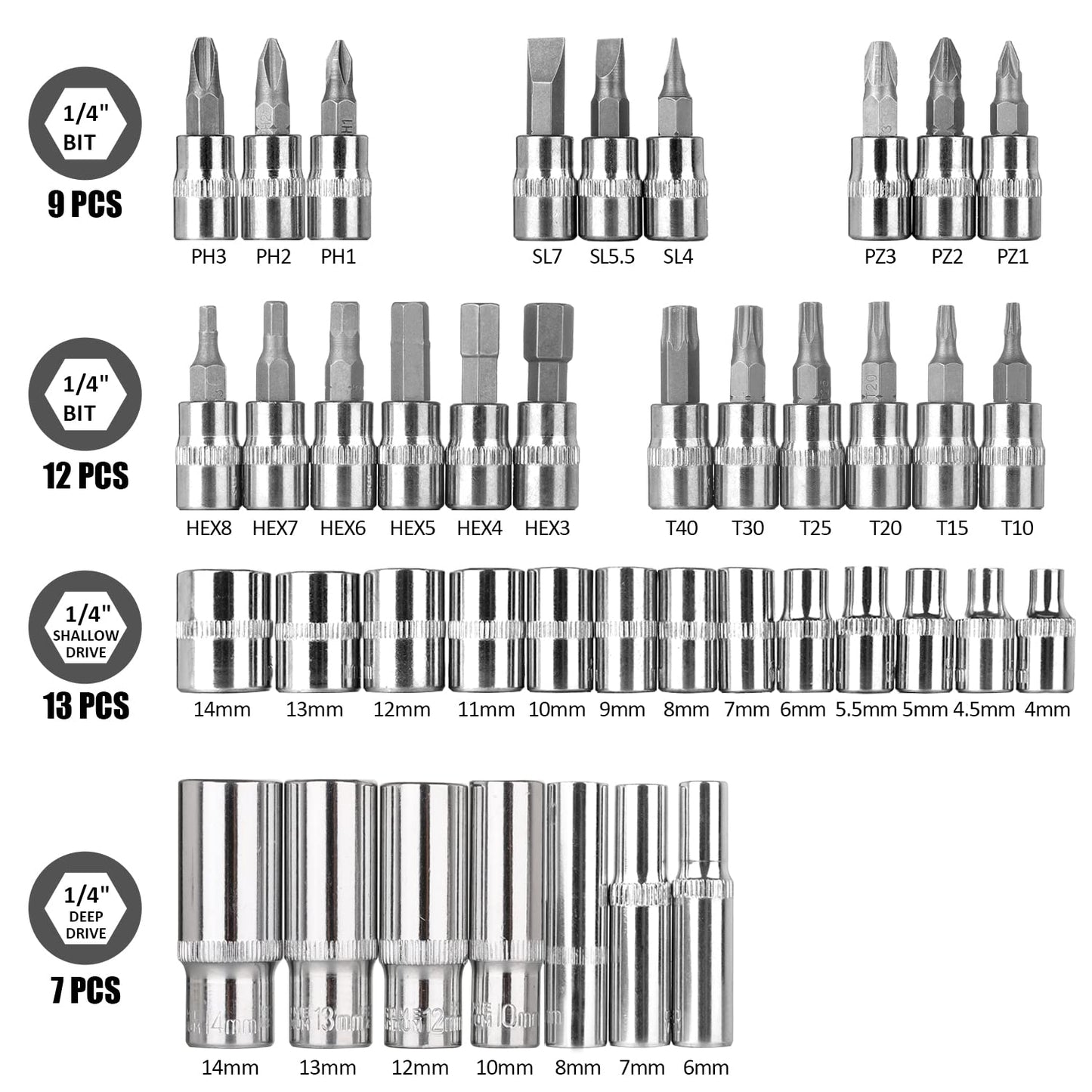 Egofine 53 Pieces 1/4 inch Drive Socket Ratchet Wrench Set with 72 Tooth Reversible Ratchet, with Bit Socket Set and Extension Bar for Auto Repairing and Household, with Storage Case