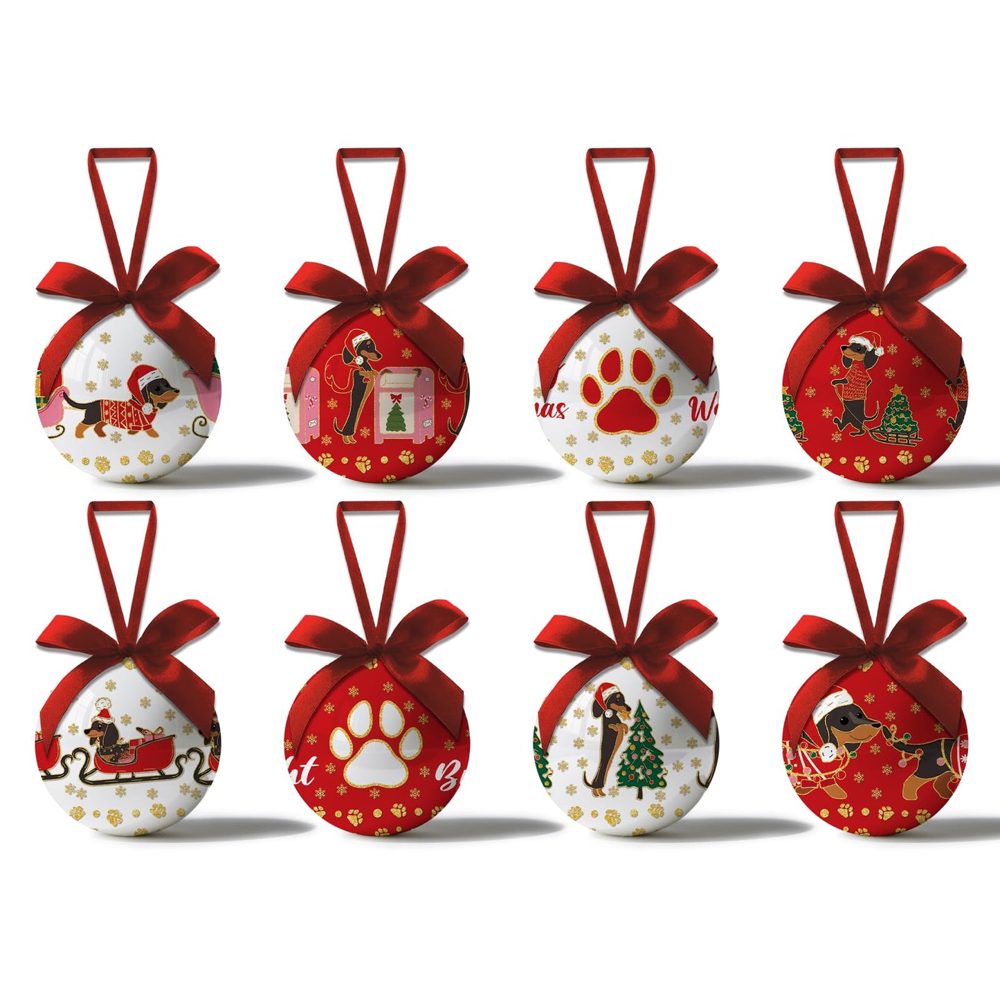Dachshund Christmas Decor - Hanging Dachshund Ornament Balls Weiner Dog Ornament, Cute Decorations Ball 2.36 Inch for Xmas Tree Party Home Holiday，Xmas Gifts Set of 16Pcs