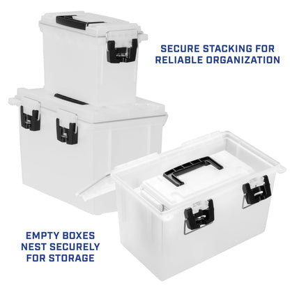 Sheffield 12722 Storage Bins With Lids, 2-Pack Stackable Storage Bins, Made in USA, Lockable and Water-Resistant Containers with Lids, Plastic Containers for Home, Classroom, and Dorm