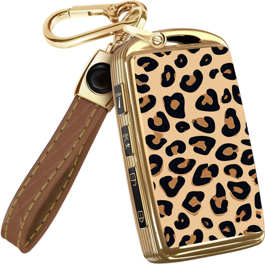Lucrum Compatible with Mazda CX5 Key Fob Cover & Leather Keychain - TPU Keyfob Case for 3, 6, CX-5, CX-9, CX-30, CX-50, CX-70 (2019-2025) - Leo Vibe