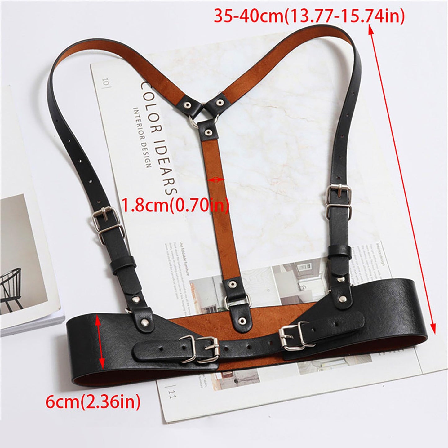 Kutocesy Women PU Leather Harness Belt with Suspenders Adjustable Punk Waist Belt for Shirts Gothic Streetwear Accessory (Black)