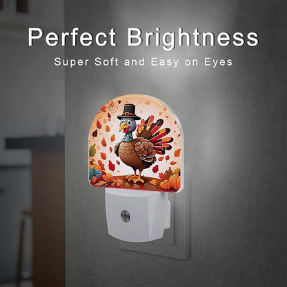 Cute Cartoon Turkey Night Light for Kids,Thanksgiving Day Fall Autumn Night Light Plug in with Dusk to Dawn Sensor,0.5w Energy Saving Nightlight for Hallway Stairway Kitchen Bedroom