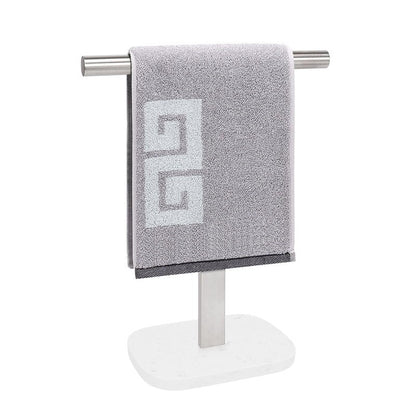 NearMoon T-Shape Hand Towel Holder-Bath Towel Rack-Standing with Balanced Base Towel Bar for Bathroom Kitchen Vanity Countertop, Modern Stand Towel Ring with Marble Base (14 Inch, Brushed Nickel)