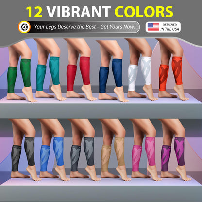 BLITZU Calf Compression Sleeves for Men and Women. Footless Compression Socks Support for Varicose Vein, Nursing, Running. Leg Sleeve Brace for Shin Splints, Pain Relief & Reduces Swelling Red S-M