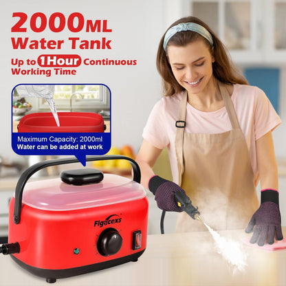 Steam Cleaners,High Powered 2500W Steam Cleaner for Home and Car Handheld with 3 Brush Heads and 2L Tank for Multi Surface Cleaning