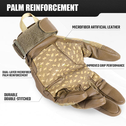 WTACTFUL Touch Screen Motorcycle Tactical Gloves for Men Airsoft Paintball Gear MTB Bike Cycling Cross-Country Motorbike ATV Hunting Hiking Riding Driving Work Outdoor Full Finger Gloves L Brown