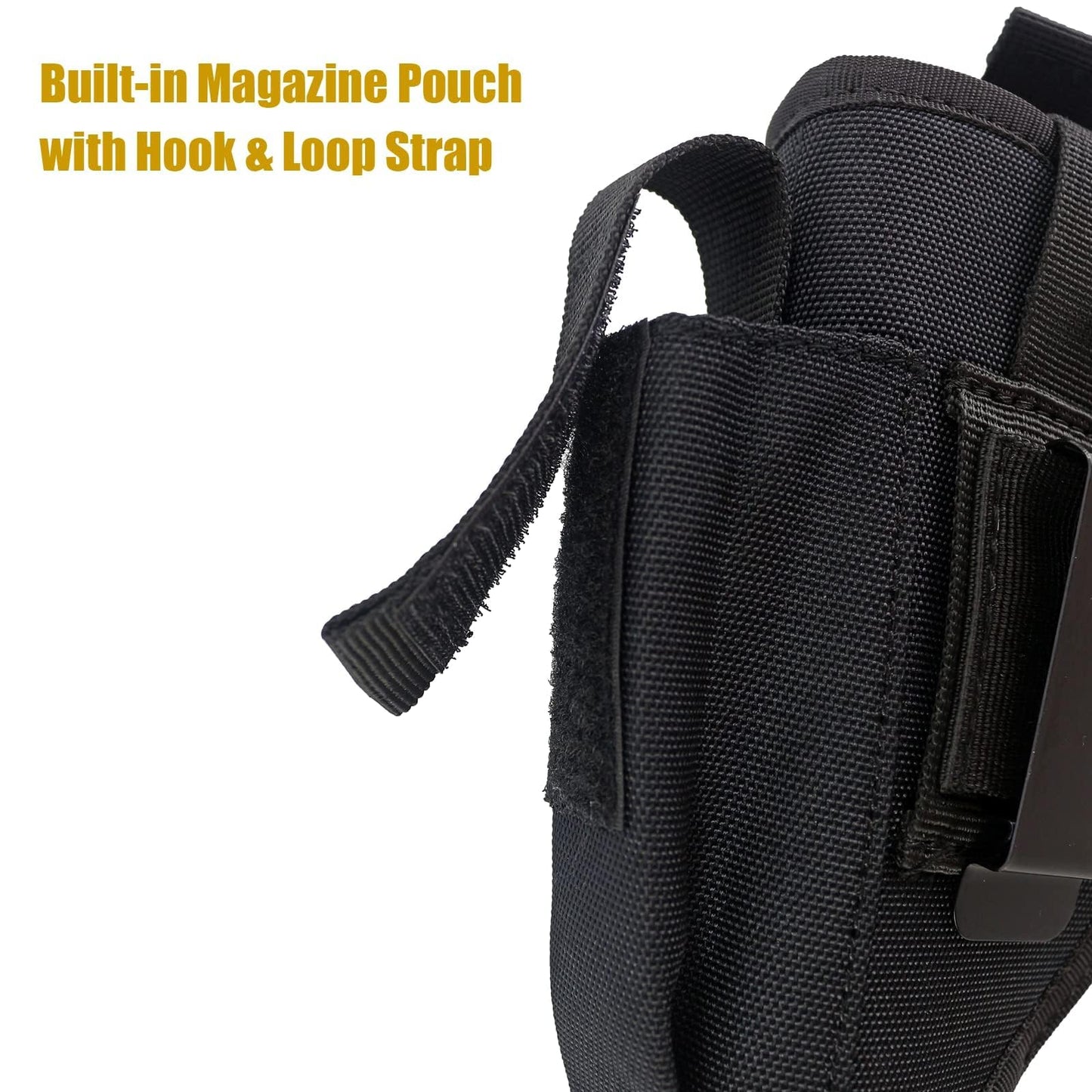 Bursport Tactical Belt Holster with Mag Pouch and Metal Clip Universal Outside The Waistband Handgun Holster Black