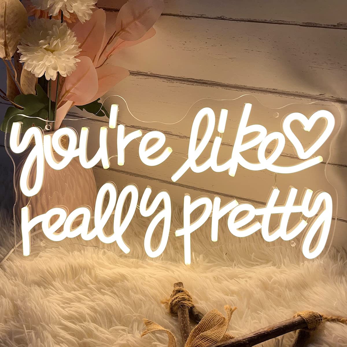 Neon Sign You're Like Really Pretty for Wall Decor Customized Led Neon Light Sign Personalized Birthday Marry Wedding Christmas Gift Sign Party Bedroom Bar Home Room (Warm White,40×22 CM)