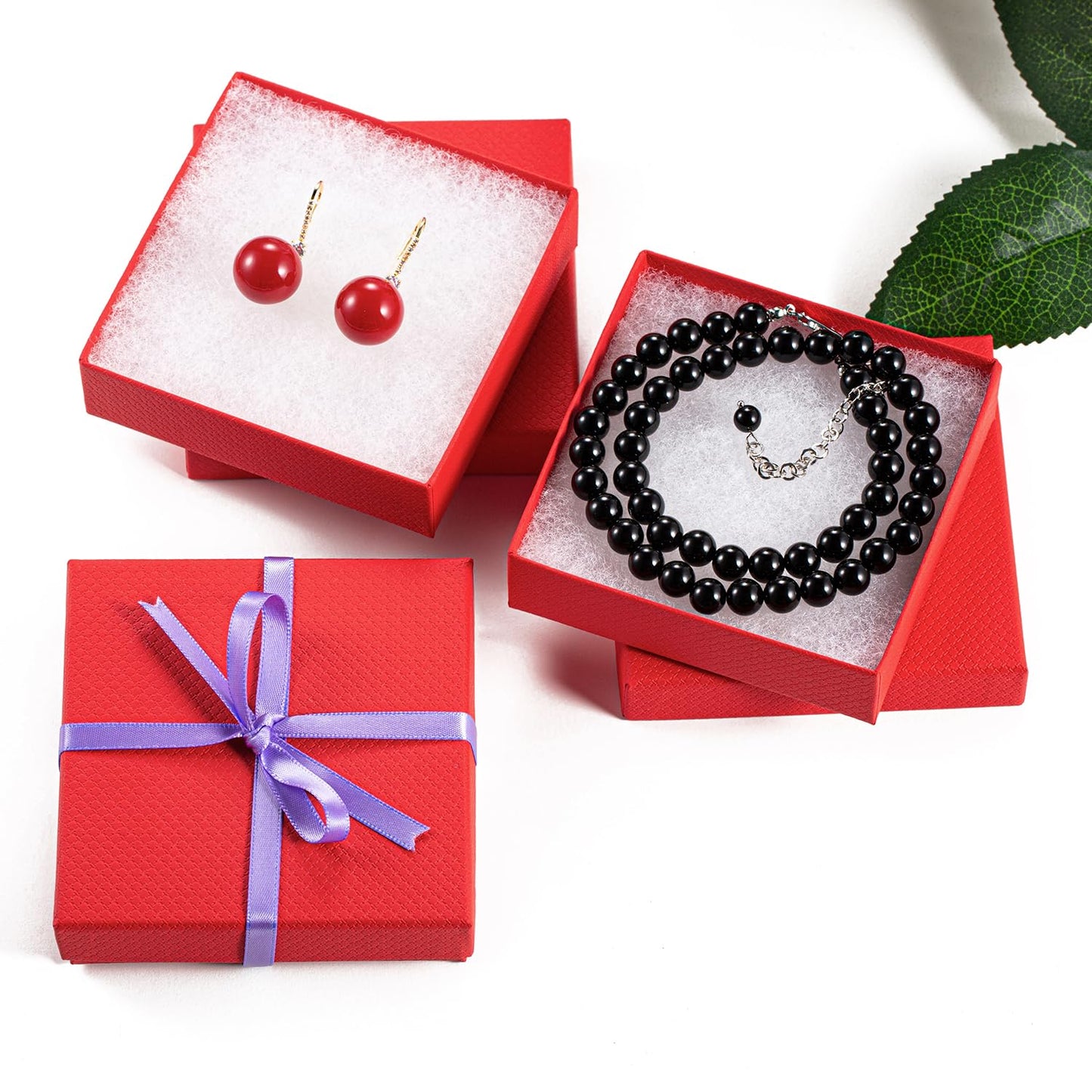Magicool 20 Pack 3.5x3.5x1 Inch Red Cardboard Jewelry Boxes, Gift Boxes with Lids and Cotton, Perfect for DIY, Wedding, Engagement, Mother's Day, Birthday