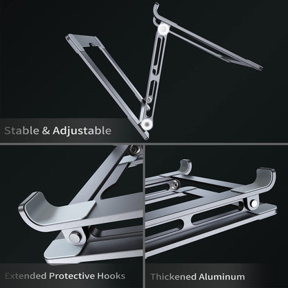 Laptop Stand for Desk - Adjustable Laptop Holder, Portable Laptop Riser with Multi-Angle Height Adjustable Computer Stand for MacBook Air/Pro and More Notebooks 10-17.3" - Grey