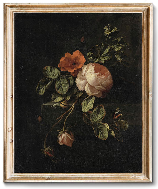 RETRART Vintage Wall Art, Vintage Floral Wall Art Prints - Moody Dark Academia Decor for Rustic Aesthetic - 8" x 10" Unframed Canvas Prints for Bedroom Living Room Bathroom Wall Decor