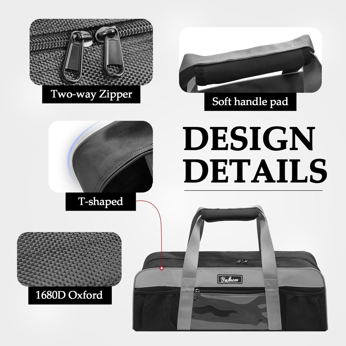 22 Inch BBQ Grill Tool Bag, Heavy-Duty 1680D Oxford Grill Utensil Carrying Bag, Water-Resistant Organizer for Long Grilling Tools, Camping, RV, Tailgating(Bag Only)
