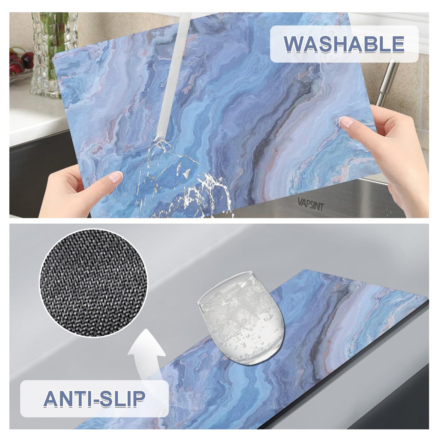 Marble Faux Leather Placemats Set of 4 - Heat Resistant Placemats for Dinner Table, Non-Slip Waterproof Oil-Proof Washable Reusable Placemat for Indoor Outdoor Kitchen Decor, 15.75In*11.81In
