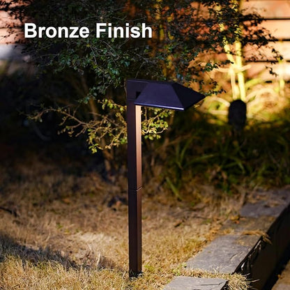 GOODSMANN Low Voltage Landscape Path Lights 8PK Kit 0.6W LED Sidewalk Landscape Lighting 22 Lumen Outdoor Electric Walkway & Pathway Lights Wired Bronze Finish 3100K Warm White with Cable Connectors