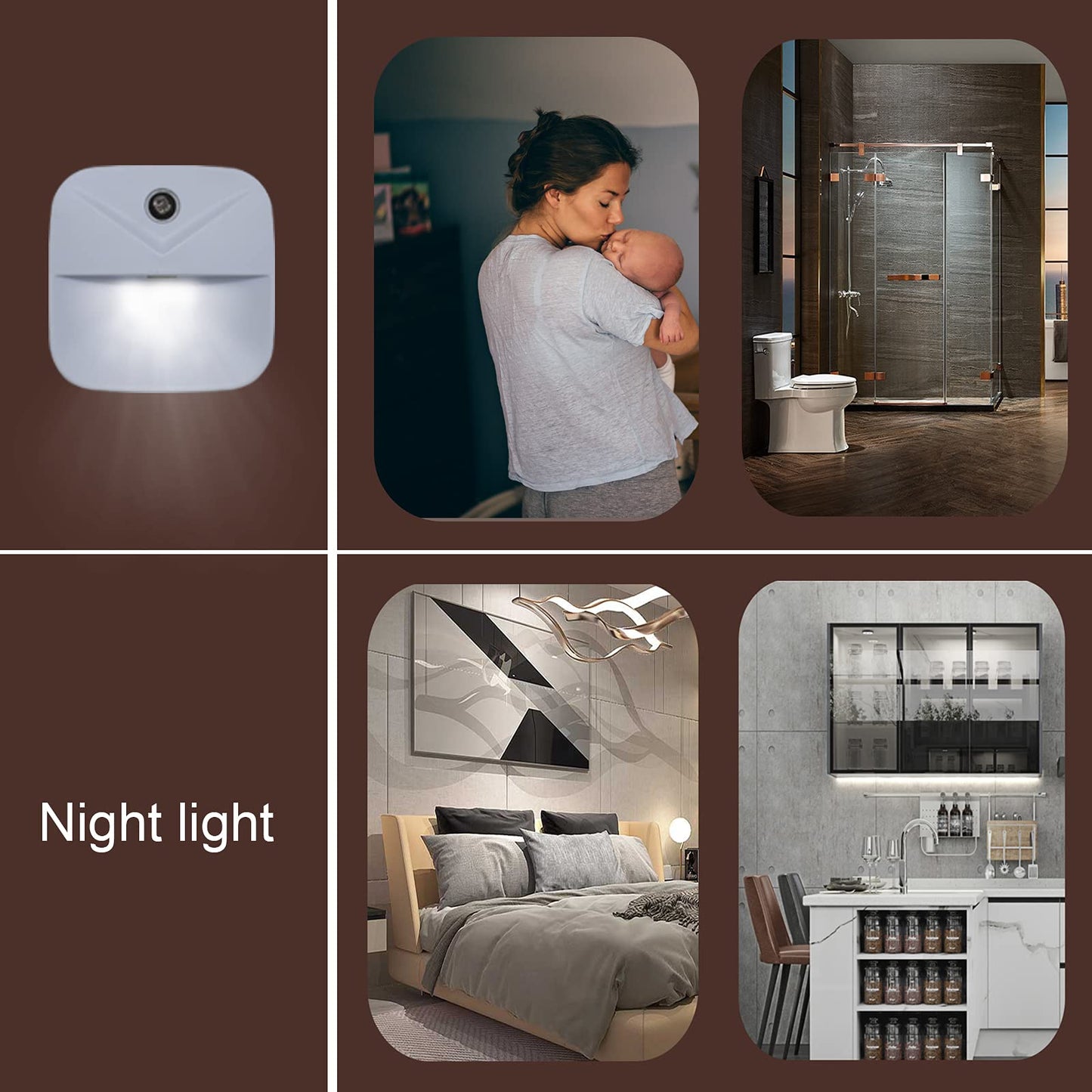 6 Pack Night Light Plug in, White LED Nightlights with Smart Dusk to Dawn Sensor, Plug into Wall Nightlights Suitable for Bedroom, Bathroom, Hallway, Kitchen, Stairs, Kids, Adults