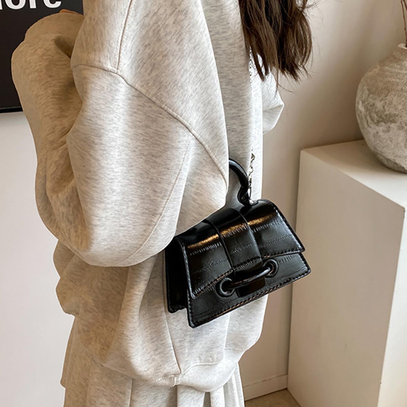 Mini Crossbody Bags Women's Y2K Purses Top Handle Crossbody Bag Clutch Shoulder Handbag for Cocktail Party Prom Wedding Black