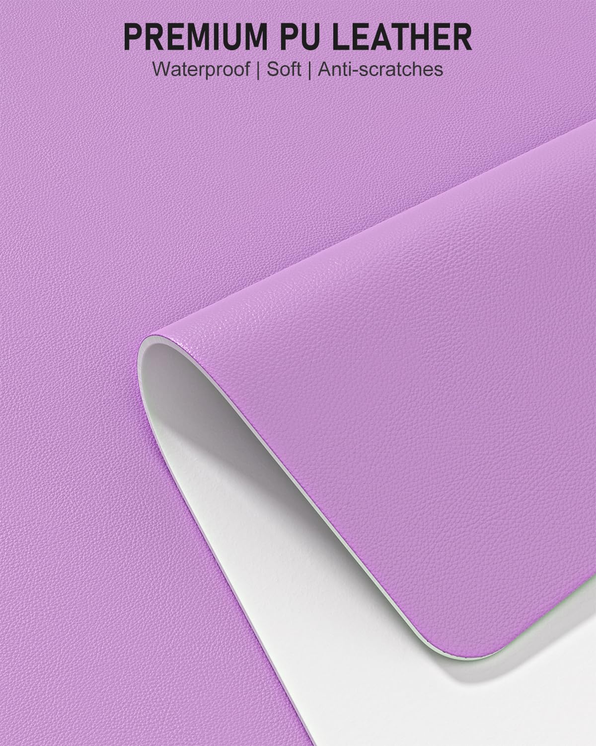Niniubye Desk Pad, 48" x 17" PU Leather Non-Slip Desk Mat Large Mouse Pad for Desktop, Waterproof Laptop Computer Writing Mat for Office, Home, Work, Gaming, Purple