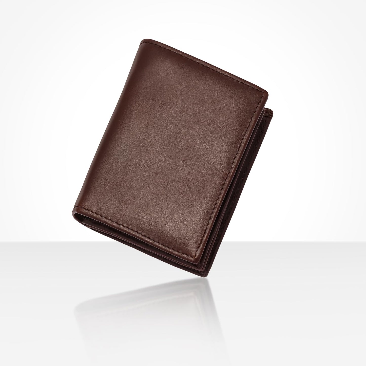 WULOUJIE Men's Leather Bifold Wallet | RFID Blocking 6 Card slot with 1 ID Window Genuine Leather Bi Fold Wallet for Men(Brown) (brown)