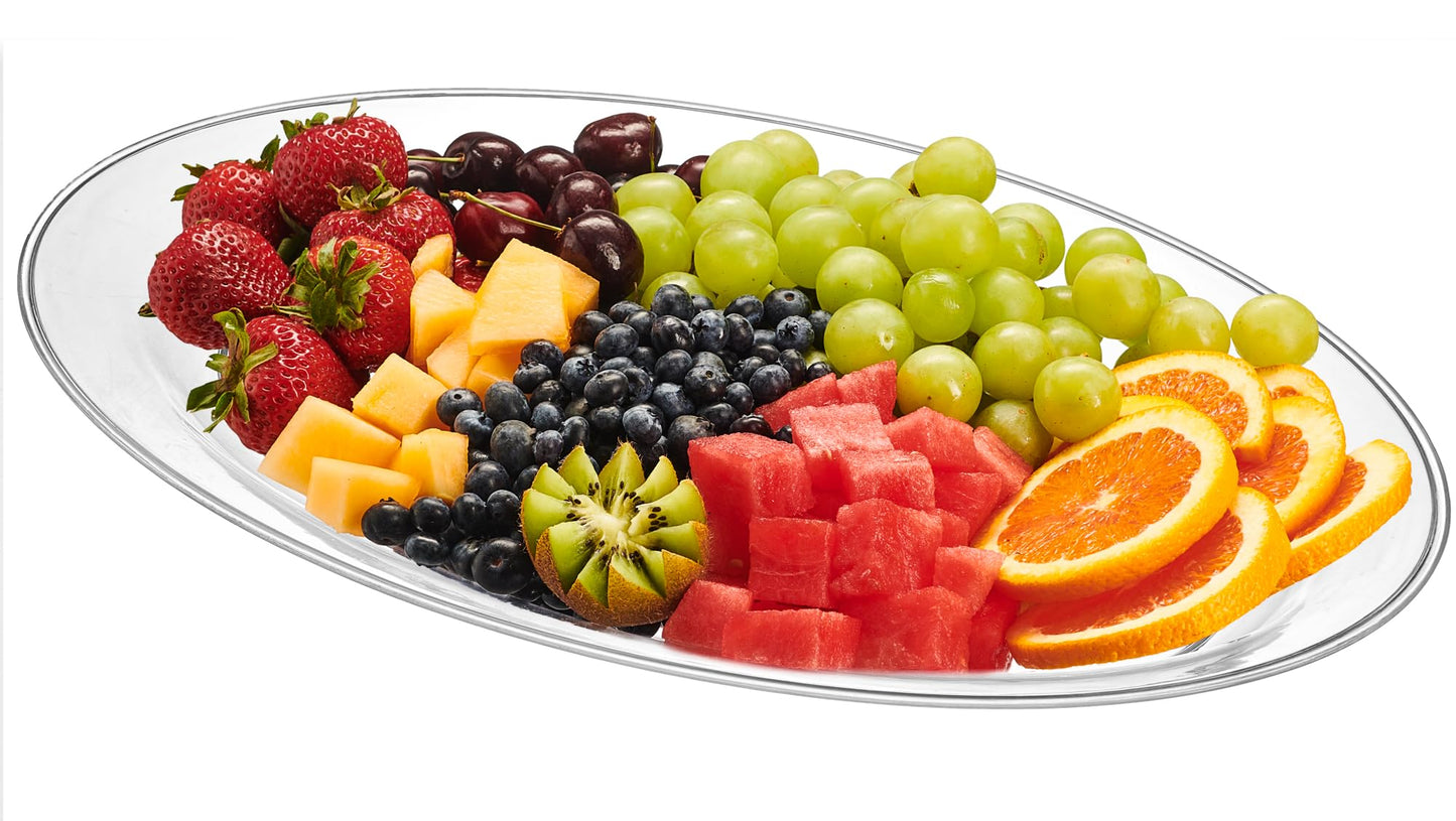 PLASTICPRO Plastic Oval Serving Trays - Serving Platters Oval 11 X 16 Disposable Party Dish Crystal Clear Pack of 8