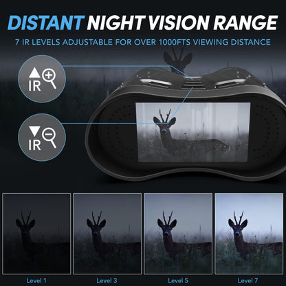 4K Night Vision Goggles, Rechargeable Night Vision Goggles, 3'' Digital Infrared Night Vision with 32GB Memory Card