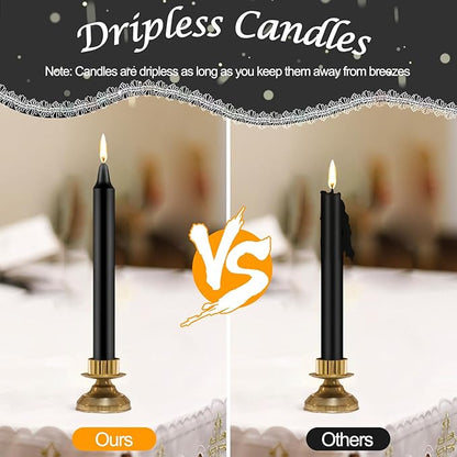 Tobeape Spell Chime Candles 24 pcs Black Candles, 4" Tall Unscented Mini Taper Candle for Halloween Witchcraft, Wiccan Altar, Magic Tools, Rituals, Prayer, Meditation and Party Decoration