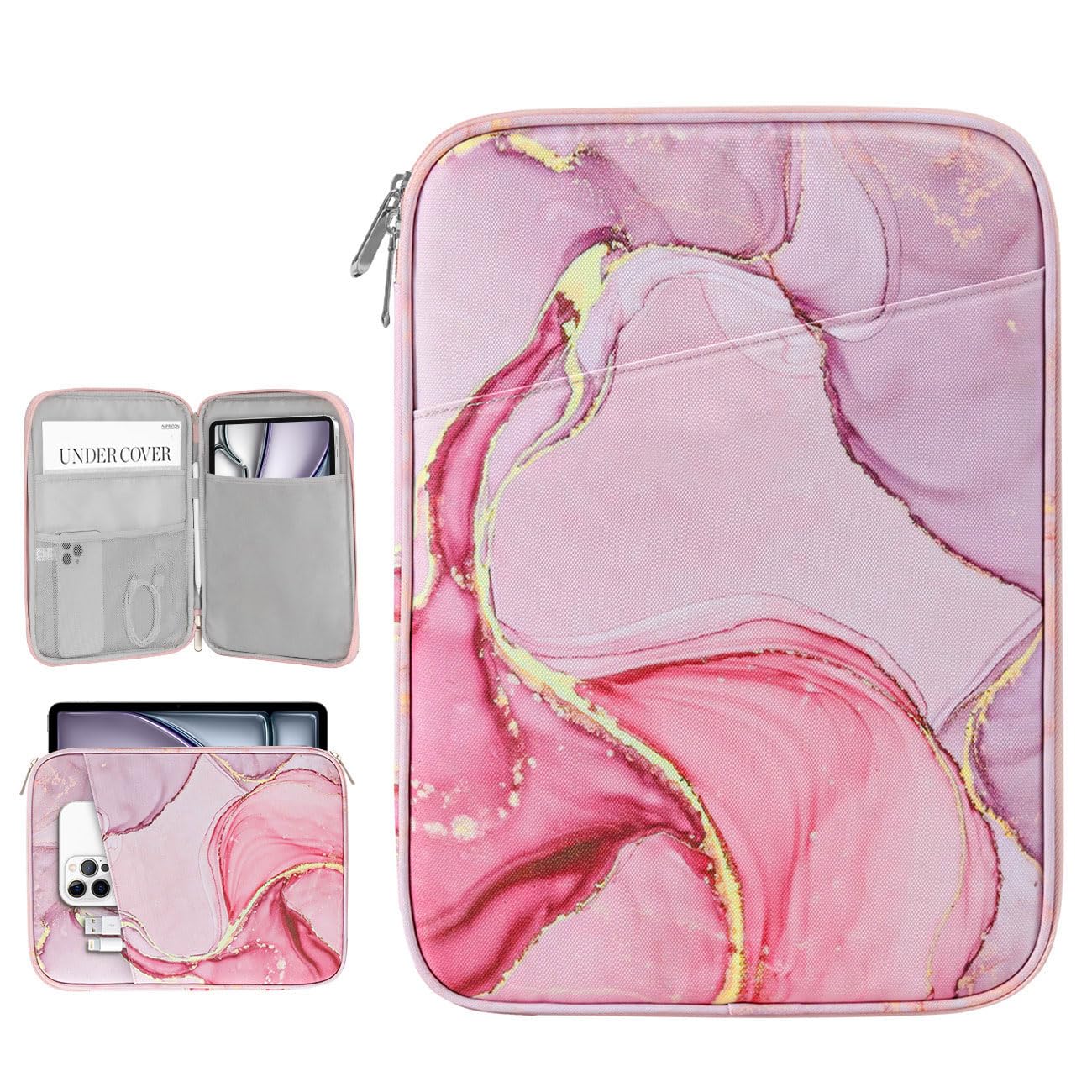 Dadanism 13Inch Tablet Sleeve Bag Carrying Case for iPad Pro 13" M5/M4 2025/2024, iPad Air 13" M4/M3 2026/2025, iPad Pro 12.9", Galaxy Tab S10+/S9 FE+/S9+ 12.4", Remarkable Paper Pro 11.8",Cloudy Pink