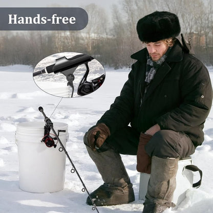 Adjustable Bucket Rod Holder for Ice Fishing - Clip-On Mount, Foldable & Adjustable Angle